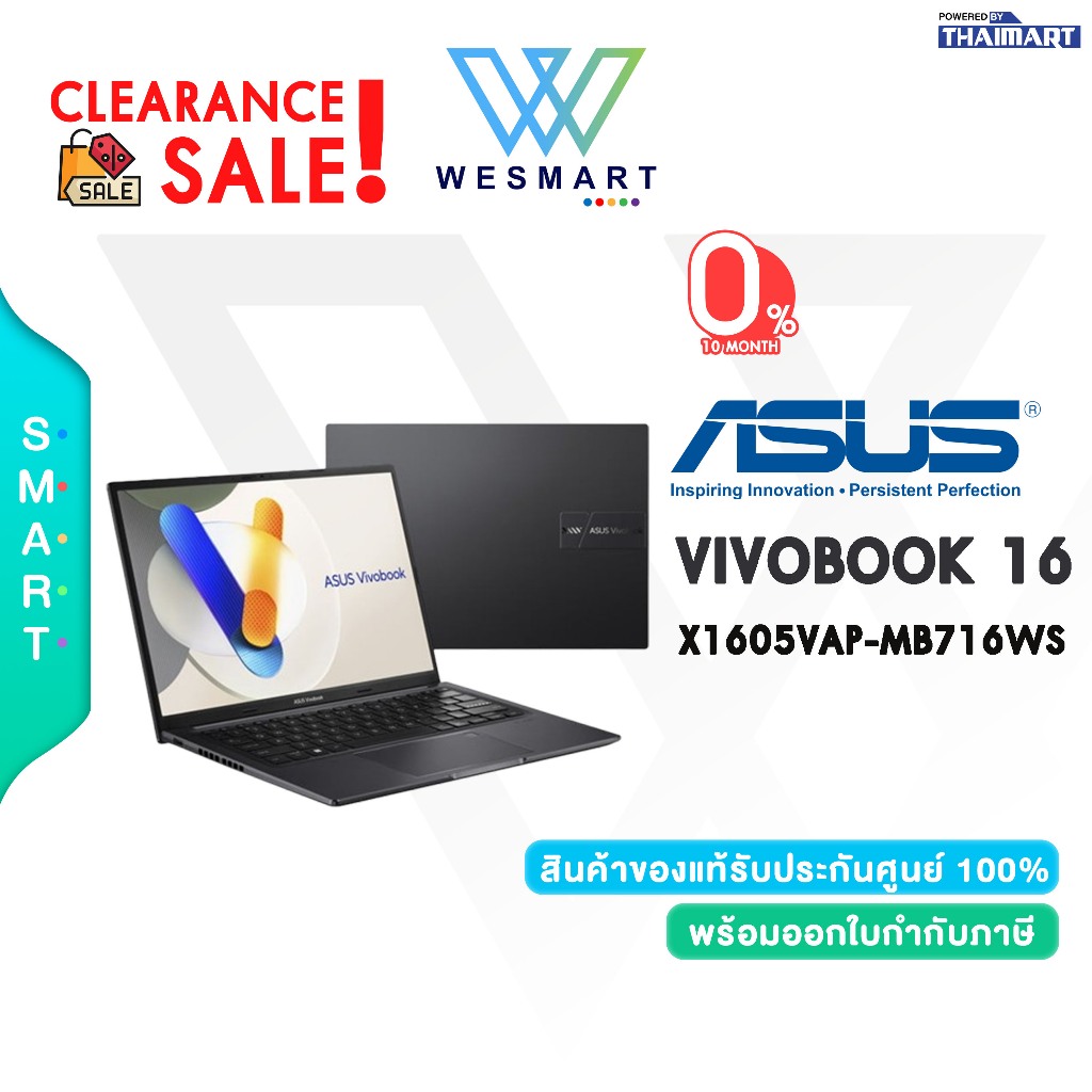(Clearance0%) ASUS NOTEBOOK VIVOBOOK 16 X1605VAP-MB716WS : ตัวโชว์ Demo/Warranty 2Year Onsite + 1Yea