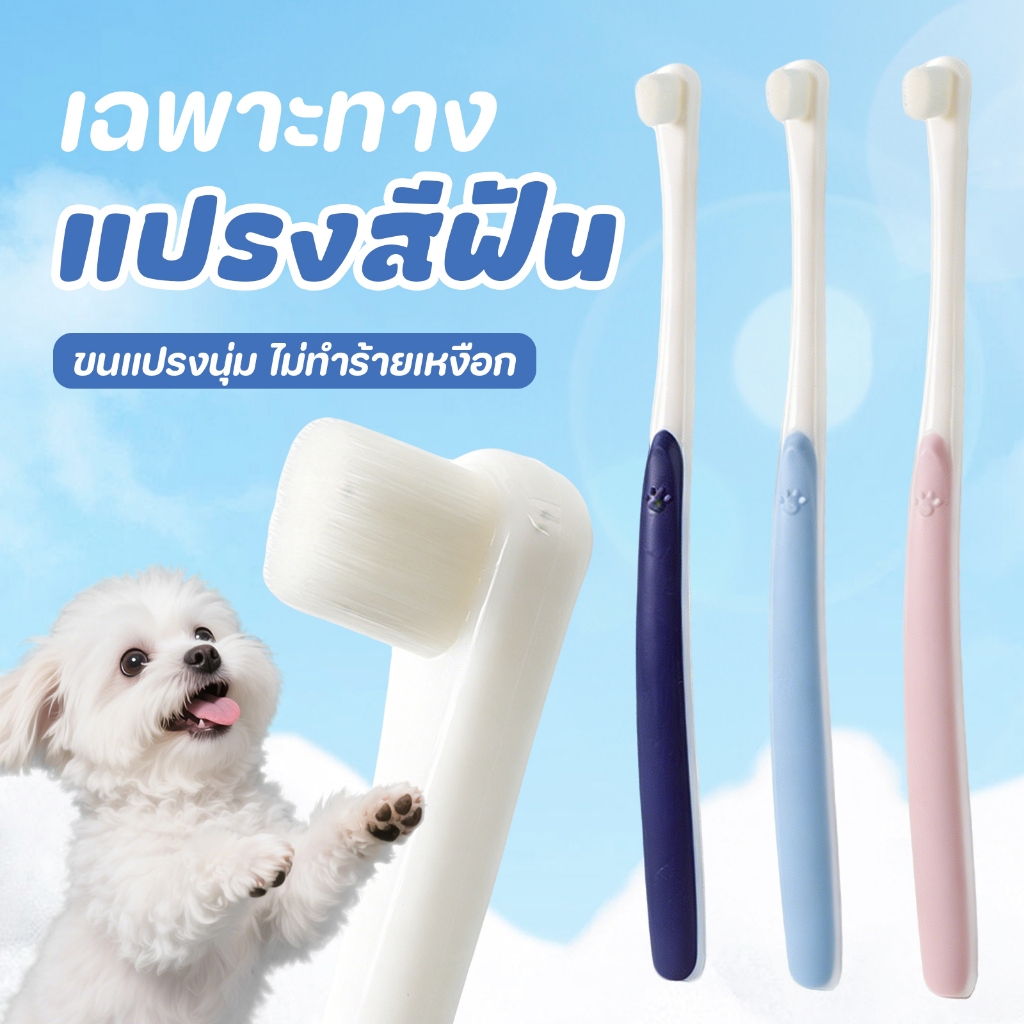 PET Record แปรงสีฟันสัตว์เลี้ยง ขนแปรงนุ่ม สำหรับสุนัขแมว ทำความสะอาดฟัน ลดคราบหินปูน