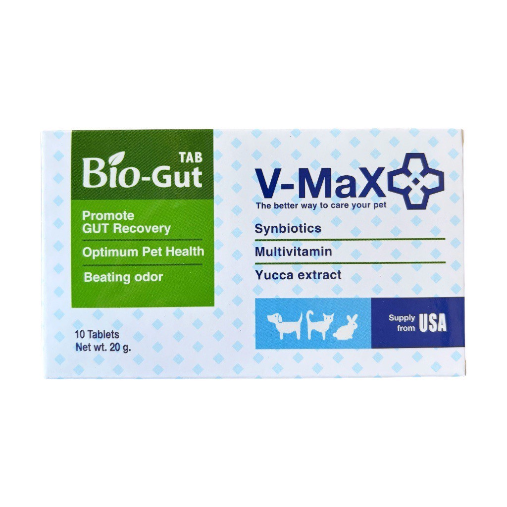 V-max Bio Gut อาหารเสริมช่วยระบบทางเดินอาหาร ช่วยแก้ปัญหาท้องเสีย บรรจุ 10 เม็ด