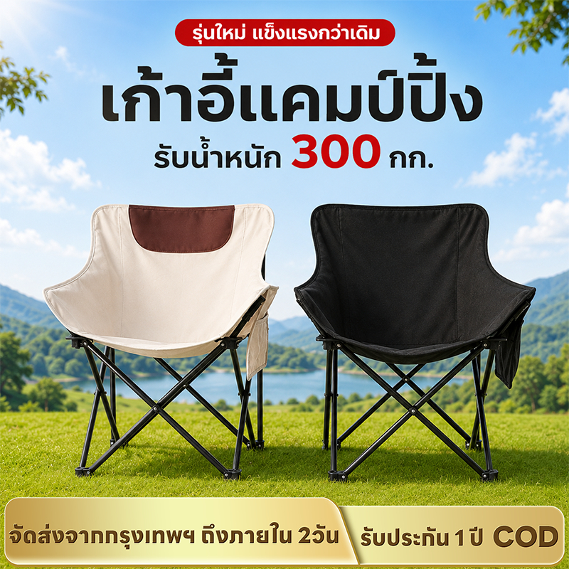 WAYFARER เก้าอี้แคมป์พับได้ รับน้ำหนัก 300กก. พกพาง่าย นั่งสบาย พับเก็บสะดวก เหมาะสำหรับ Camping Outdoor