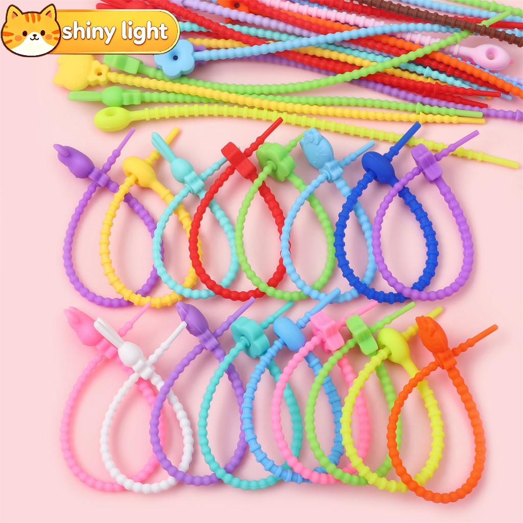 ห่วงกุญแจซิลิโคนสีสันสดใสพร้อมตัวล็อค 5 ชิ้น ยาว 21 ซม. อุปกรณ์ DIY ทำสายคล้องกุญแจ กระเป๋าเป้ เครื่องประดับ