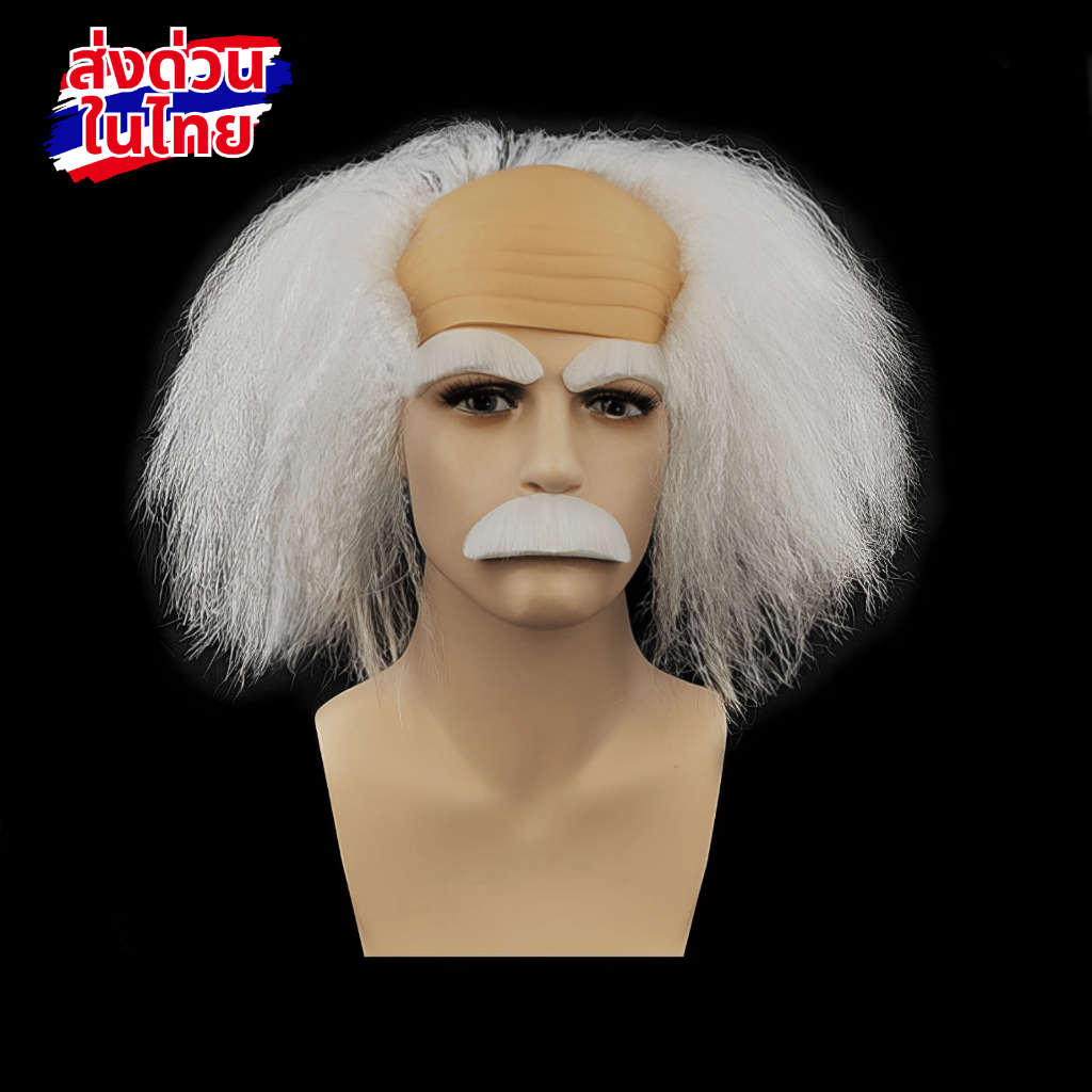 วิกสีขาว Wig ไอน์สไตน์ Einstein ผมหงอก วิกคนแก่ ผมปลอม cosplay คอสเพลย์ คอสตูม ผู้เฒ่า
