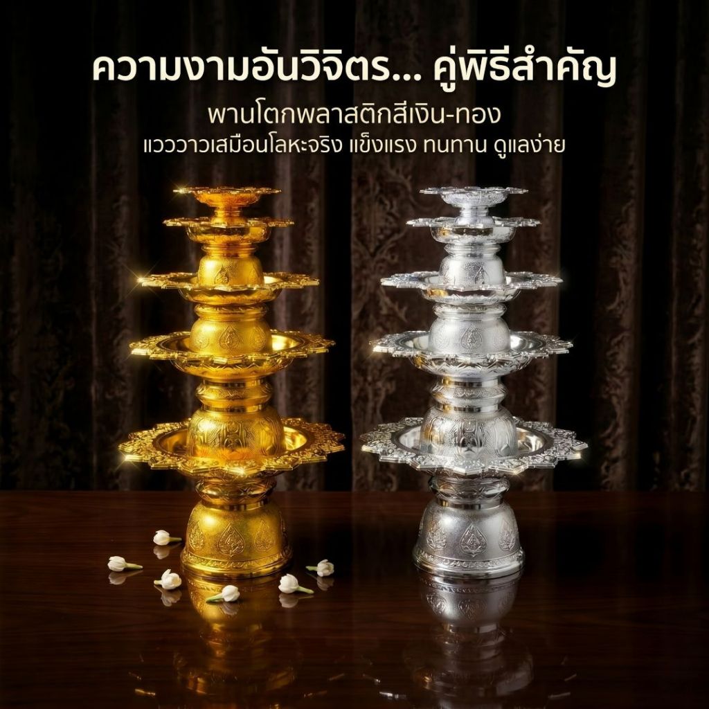 พานเงิน พานทอง พานโตกพลาสติก ++ขนาดเล็ก กลาง ราคาถูกสุด++