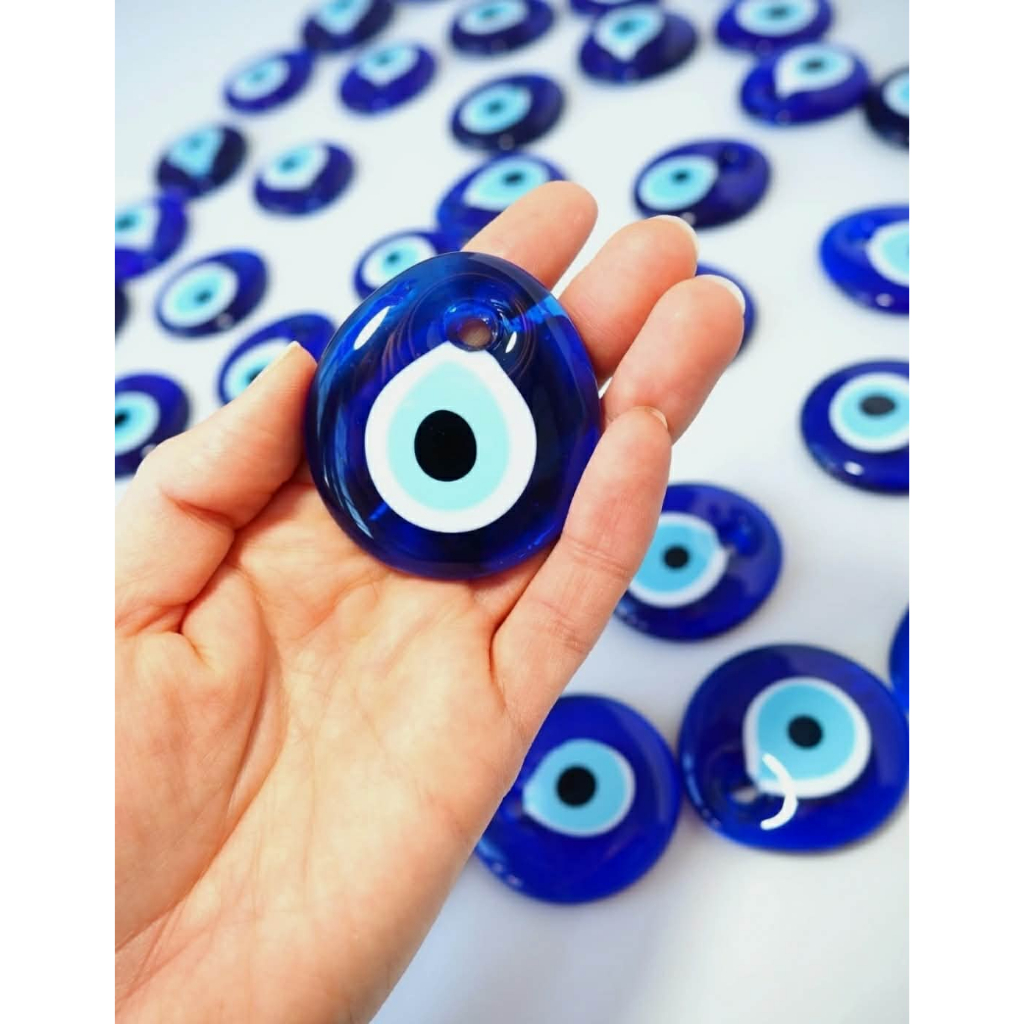 ดวงตาปีศาจแก้วแท้จากตุรกี 🧿 Evil Eye Nazar Boncuk งานแฮนด์เมด ของแต่งบ้านนำโชค มี 3 ขนาด