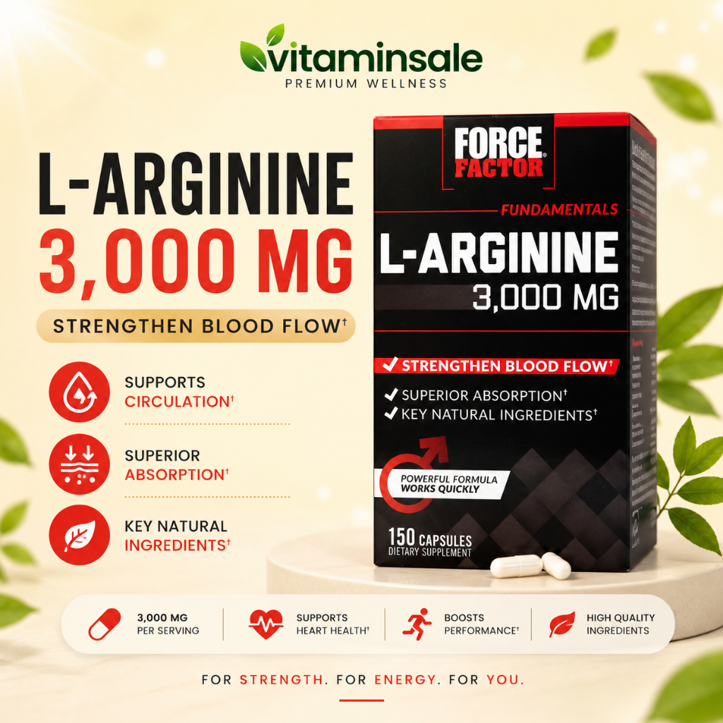 Force Factor L-Arginine 3000mg 150 แคปซูล เสริมกรดอะมิโนและสารสกัดธรรมชาติ