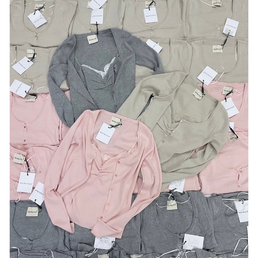 🍊 VL 5273 เสื้อแขนยาวแต่งสายเดี่ยวด้านใน เป็นงานเย็บติดนะคะ ผ้านิ่มใส่สบาย