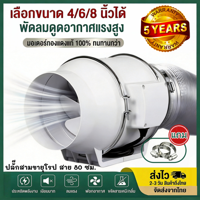พัดลมระบายอากาศ 4 นิ้ว 6 นิ้ว 8 นิ้ว พัดลมดูดอากาศ 2600 หมุนต่อนาท พัดลมดูดควันน้ำมัน พัดดูดอ