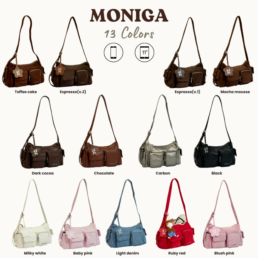 Glammhouse – Moniga bag กระเป๋าสะพายทรง cargo ช่องเยอะ ขนาดใส่ Ipad ได้ สามารถสะพายได้หลายแบบ