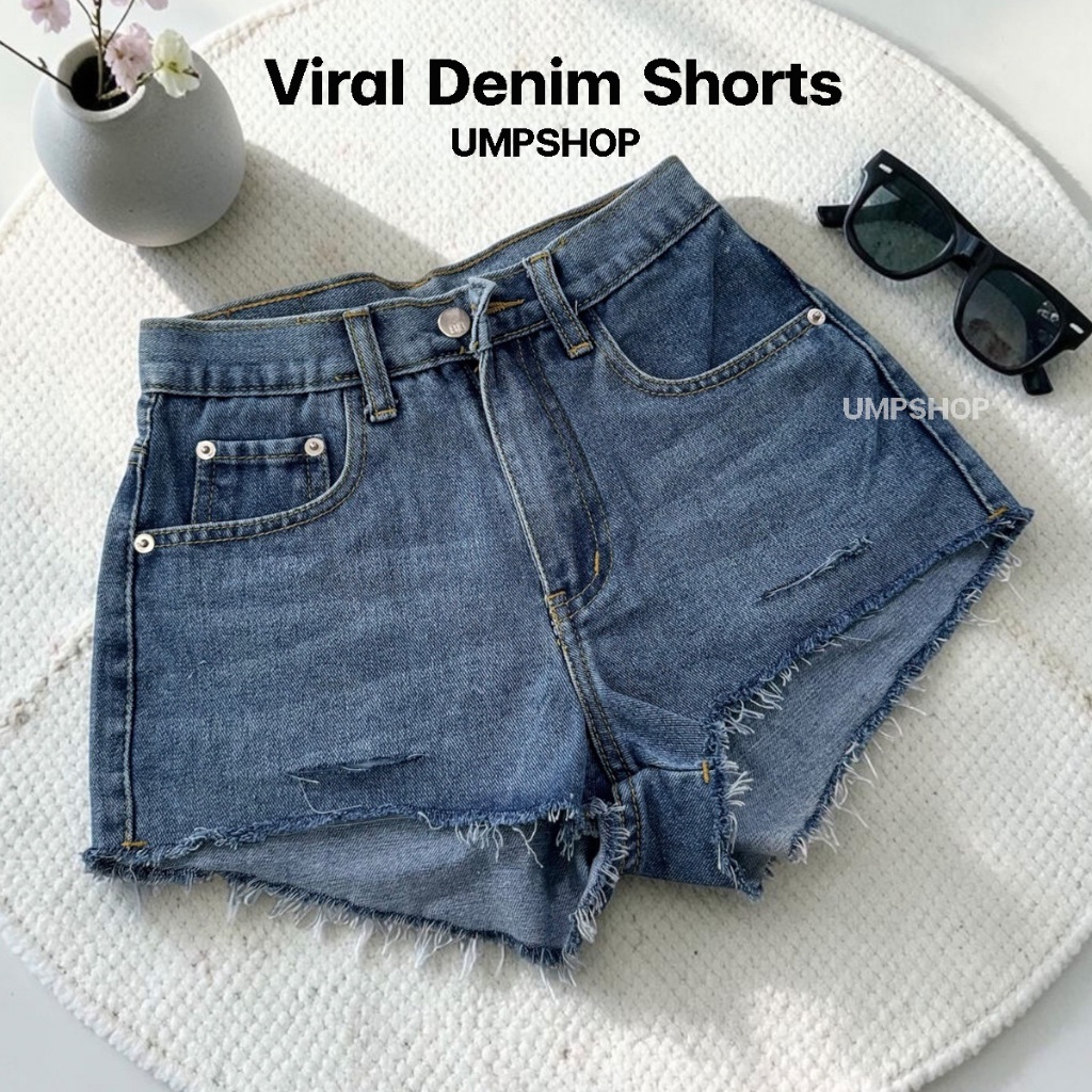 BB JEANS กางเกงยีนส์ขาสั้นเอวสูง Viral Denim Shorts สไตล์เกาหลี ทรงสวย เซ็กซี่