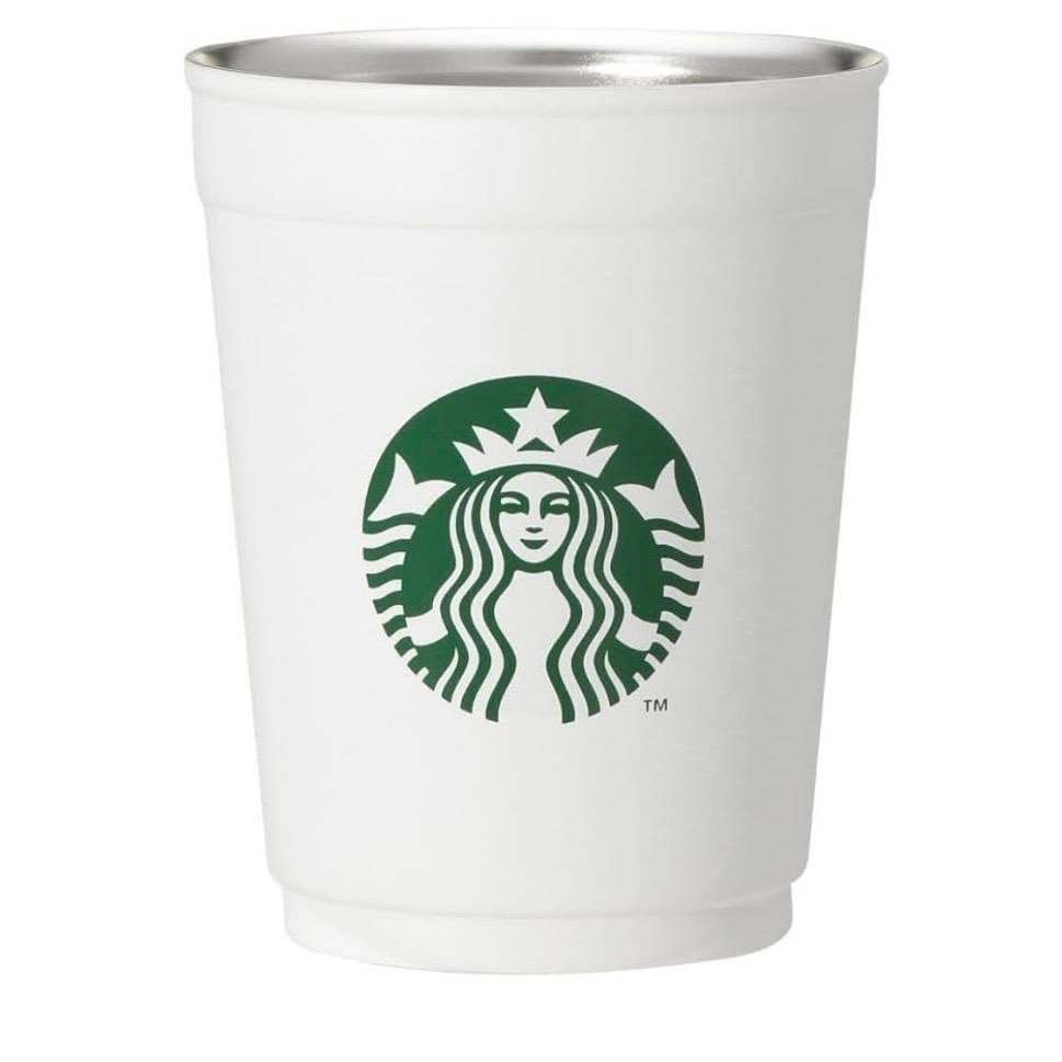 พร้อมส่ง ลิขสิทธิ์แท้ - แก้วสแตนเลสสตาร์บัคส์สีขาวแบบด้าน Starbucks 2-Way Stainless Steel Cup.