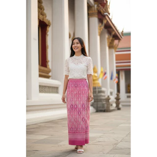 ผ้าถุงสำเร็จ เอวสม็อกหลังยางยืด ไม่ต้องตัดเย็บเพิ่ม