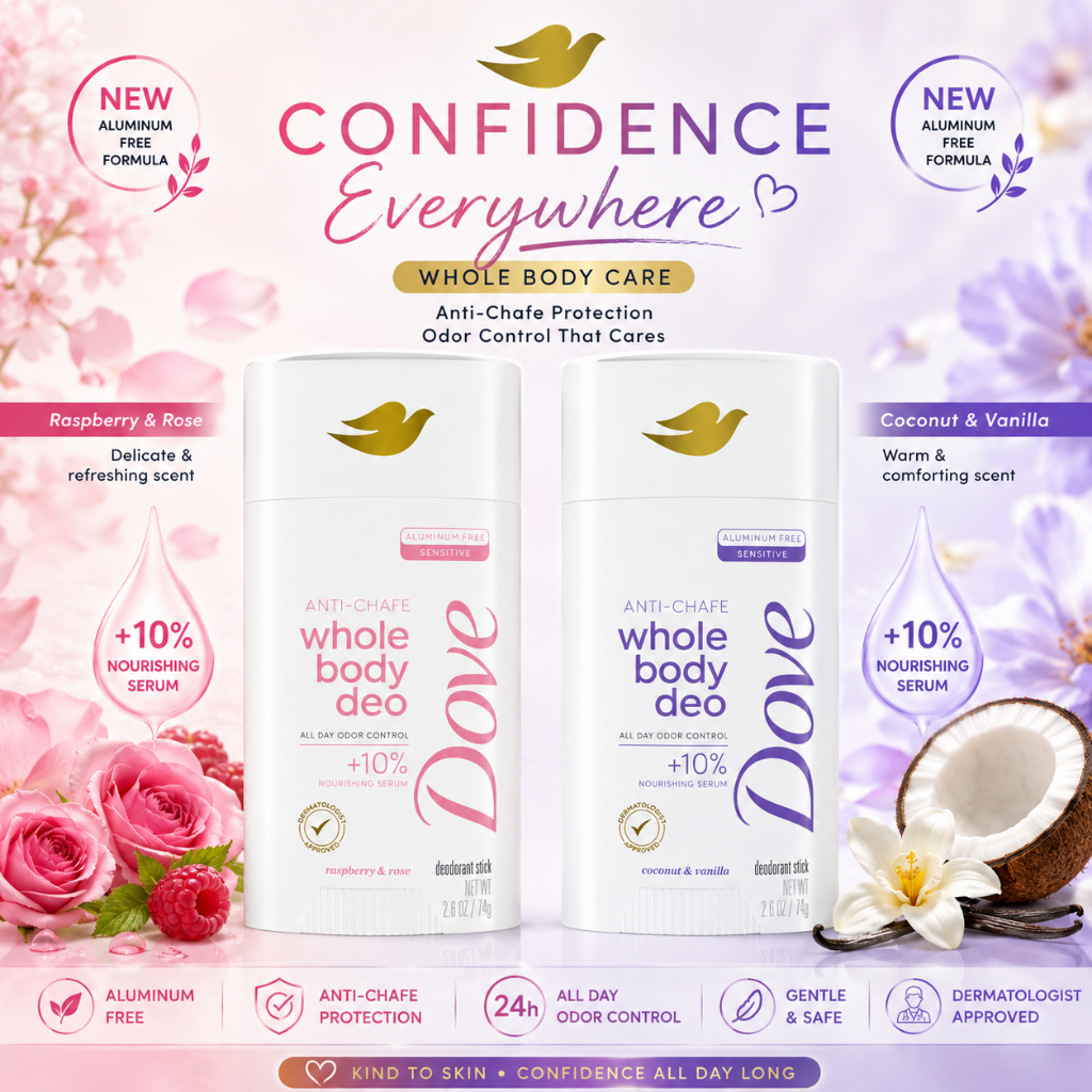 Dove Whole Body Deo Sensitive | Aluminum Free | Anti-Chafe Deodorant Stickโรลออนระงับกลิ่นกาย กลิ่น