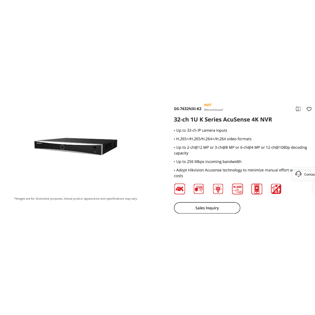 เครื่องบันทึก NVR Hikvision DS-7632NXI-K2(D) (NVR 32 CH ไม่มี POE ใส่ HDD 2 ลูก)