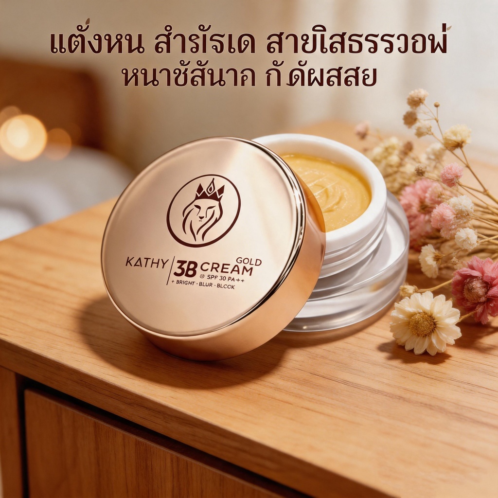 แป้งสกินทิ้นโกล์ด KATHY AMREZ ไม่อุดตันรูขุมขน บำรุงผิวไปในตัว ขนาด5กรัม ล็อตใหม่