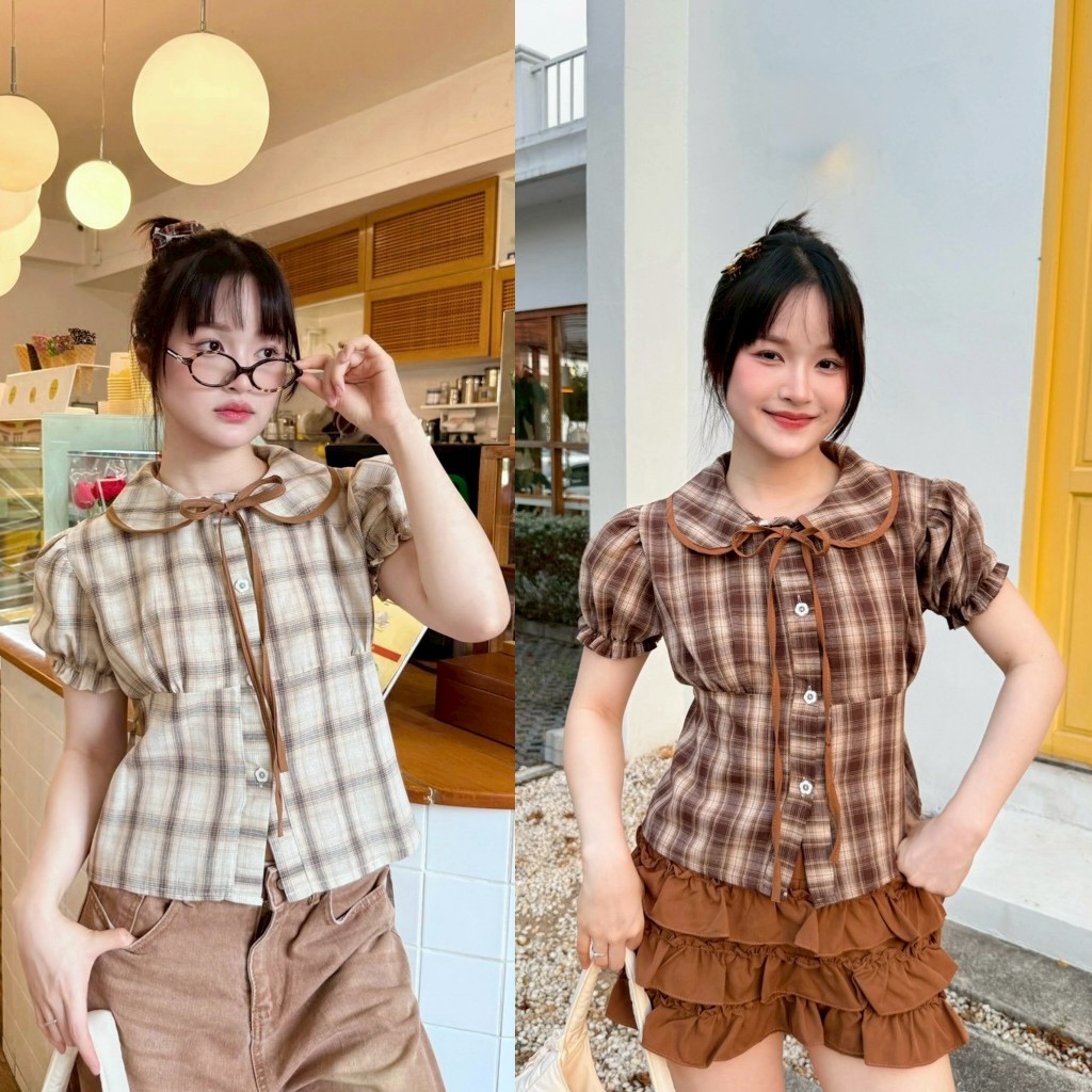 เสื้อคอบัว ลายสก๊อต #FF189