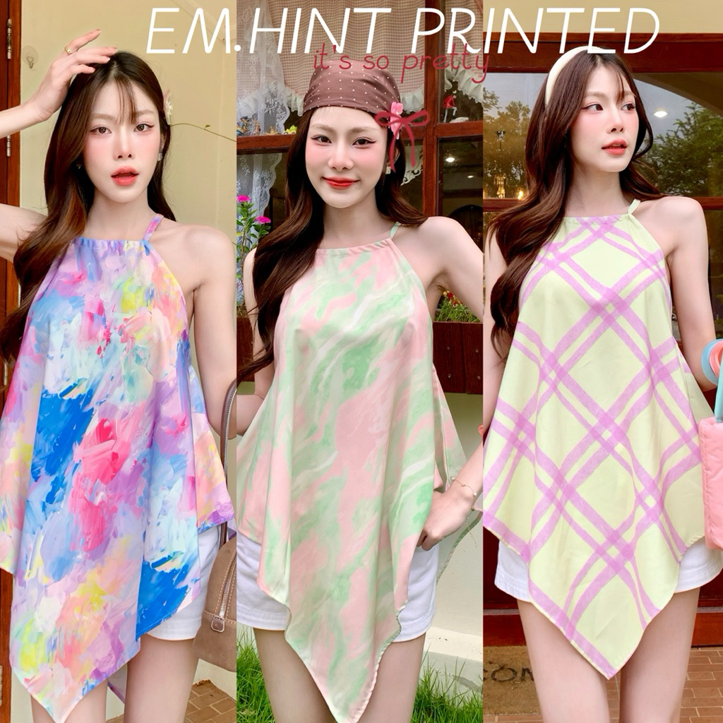✅28ลาย✅summer เสื้อคล้องคอ เที่ยวทะเล สายเดี่ยว เนื้อพริ้วไม่ร้อน