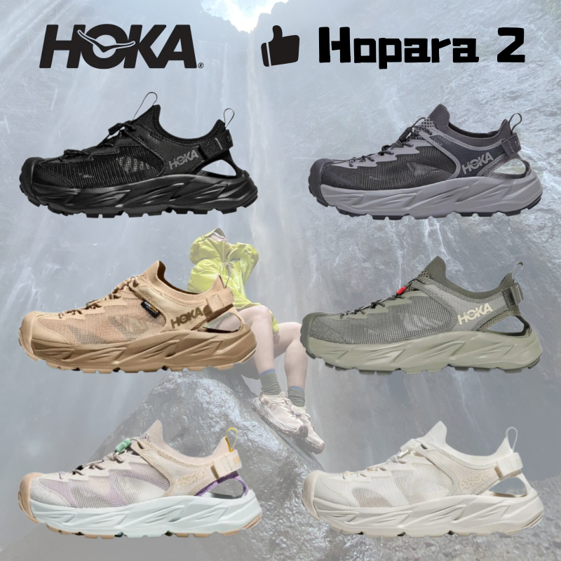 【ของแท้ 100%】HOKA ONE ONE HOPARA 2 Sports sandals รองเท้ากีฬา Black White Khaki Green Grey Cyan