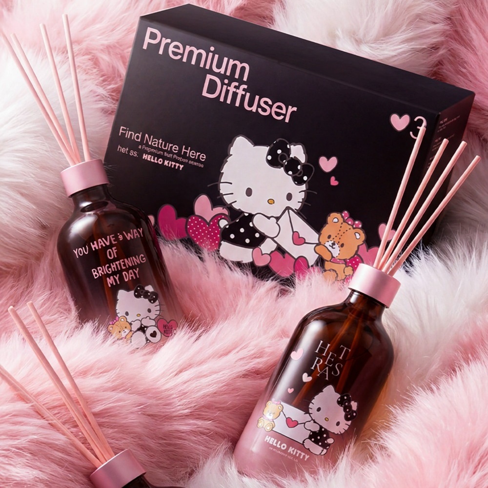 ( พร้อมส่ง ) Hetras. x Hello Kitty Premium Diffuser 3ea (1500ml) ก้านไม้หอมปรับอากาศลิมิเต็ด