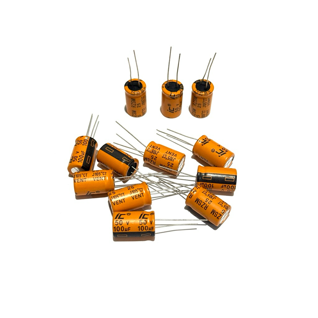 Capacitor ตัวเก็บประจุ 100uF 50V 12*20MM 105C จำนวน1ชิ้น