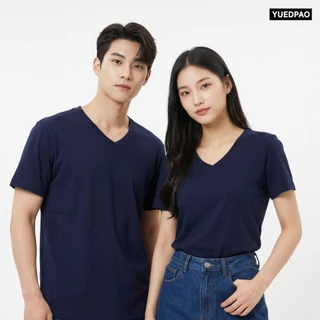 YuedUltrasoft Non-Iron (Unisex) - V Neck เสื้อยืดคอวี สีพื้น ผ้านุ่ม ใส่สบาย ไม่ย้วย ยับยาก ไม่ต้องรีด Set Deep Sea