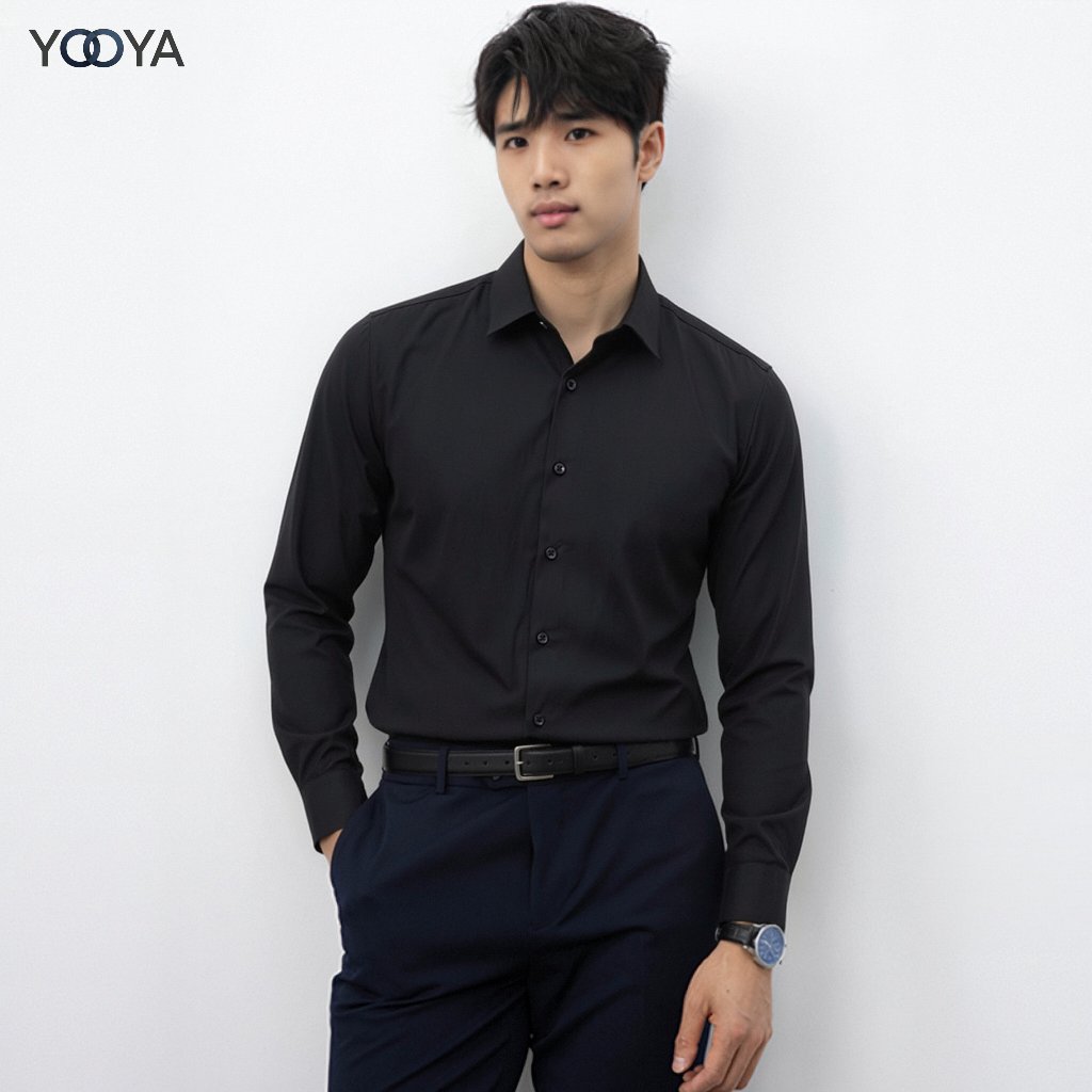 YOOYA เสื้อเชิ้ตทำงานแขนยาว ชุดลำลองสำหรับทำงาน ใส่สบาย ไม่ยับ ดูดี ทรงสวย เสื้อผ้าแฟชั่นผู้ชาย
