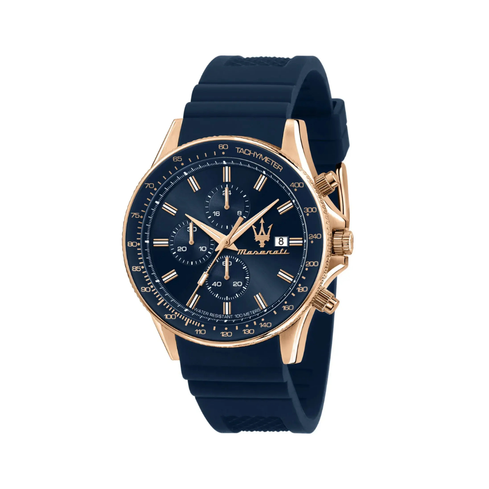 Maserati  R8871640007  45MM Sfida Chronograph  BLUE DIAL BLUE SILICON ST Men  watch นาฬิกาข้อมือ นาฬ