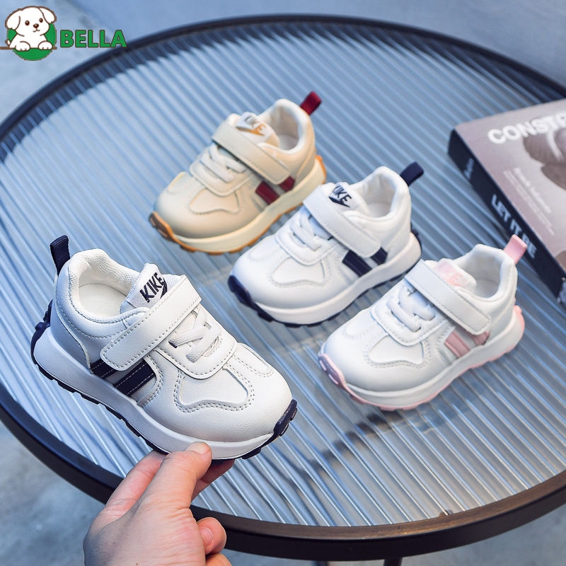 BELLAรองเท้าสปอร์ตเด็ก หนังPU กันน้ำ พื้นกันลื่น นุ่มสบาย ระบายอากาศดี ทนทาน ใช้ชีวิตประจำวันได้ ขนาด21-30 kids Sneakers