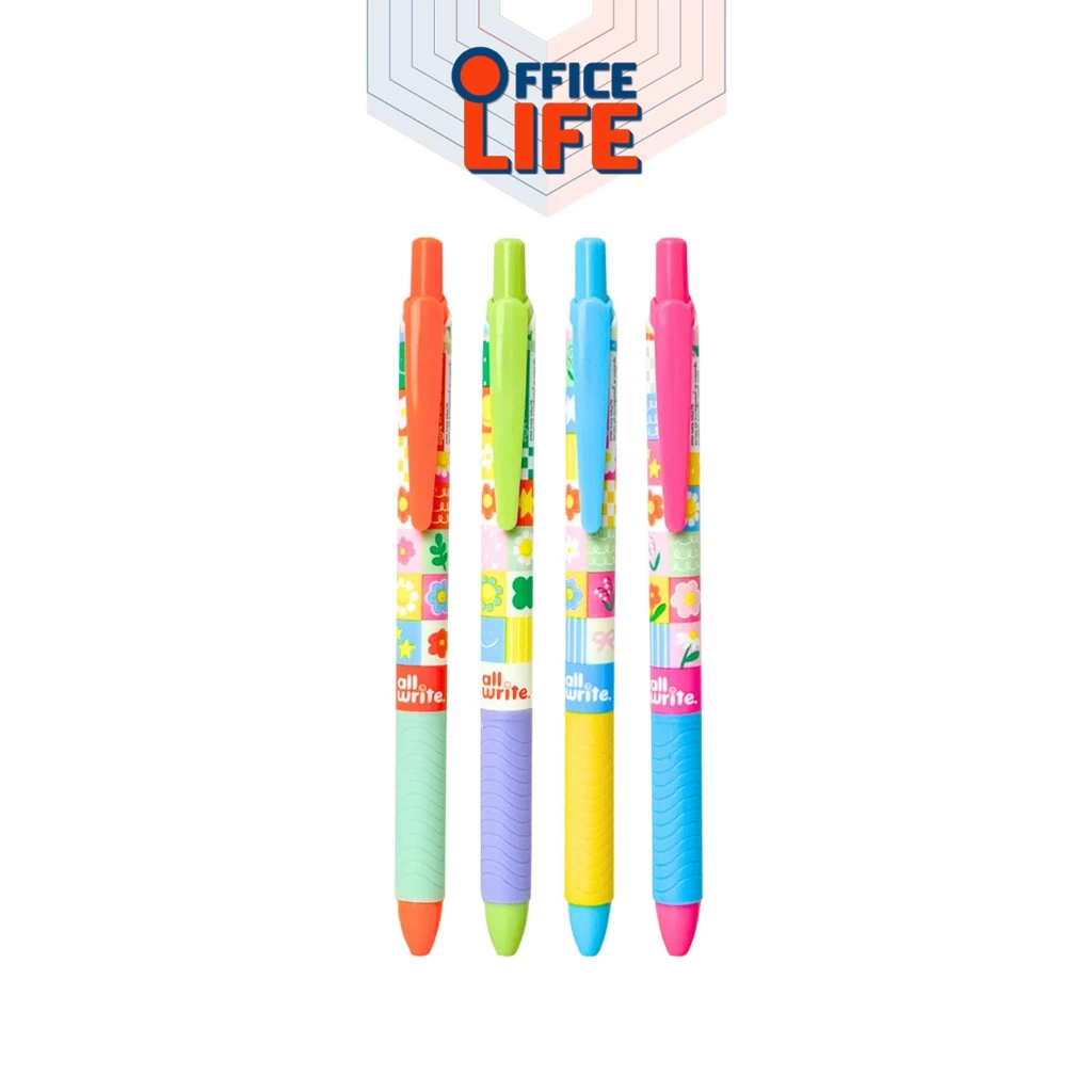 Allwrite (ออไรท์) Gel Pen ปากกาออไรท์ หมึกเจล ลายดอกไม้สุดคิวท์ รุ่น AW439 ( 1 ด้าม / คละสี )