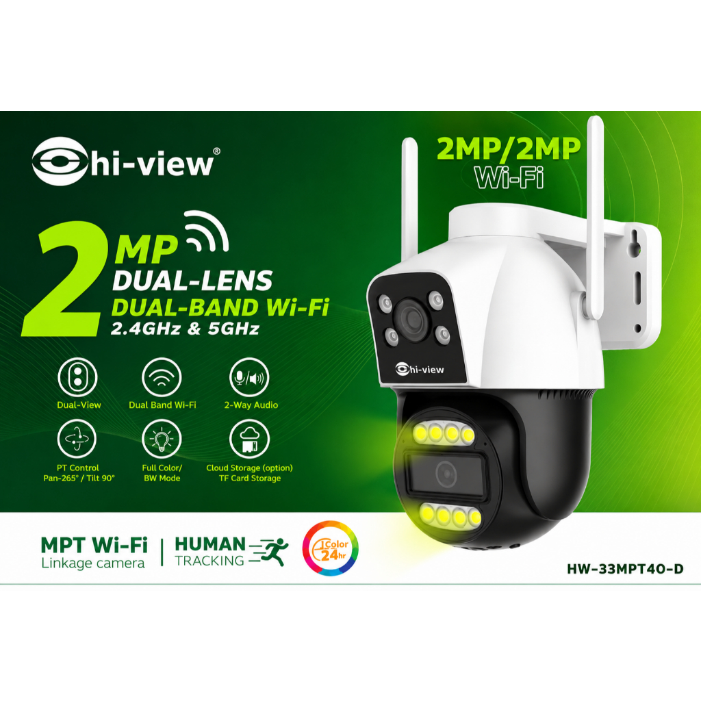 Hiview กล้องไวไฟ2เลนส์รุ่น HW-33MPT40W-D คมชัด 3ล้านพิกเซล