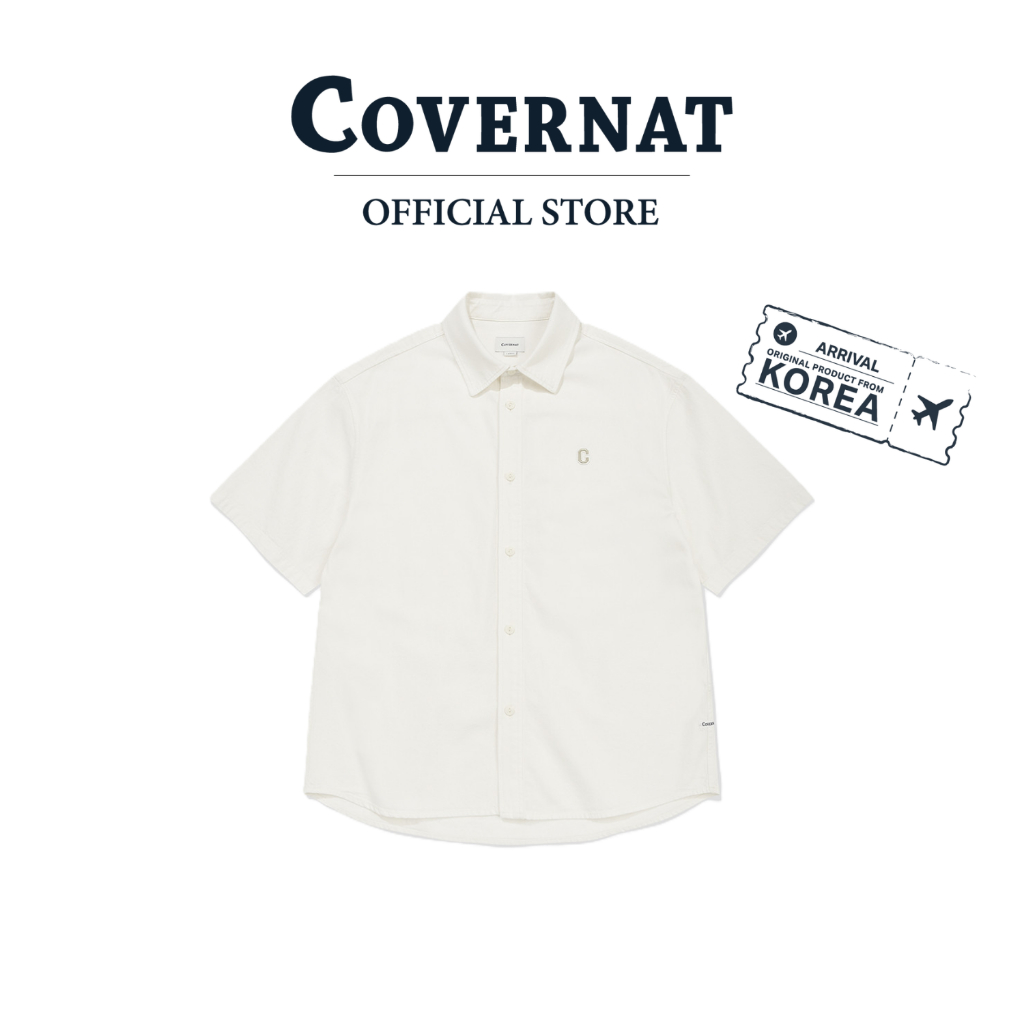 COVERNAT เสื้อเชิ้ต รุ่น Cornmill C Logo Denim Short-Sleeve Shirt White (70084SDNSSU_S6WTXX)