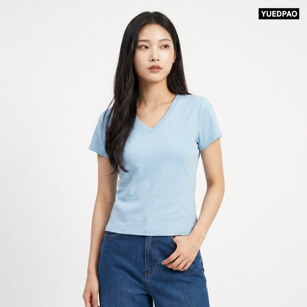 Yuedpao Ultrasoft Non-Iron 2026 (Women) – V Neck เสื้อยืดคอวีผู้หญิง สีพื้น ผ้านุ่ม ใส่สบาย ไม่ต้องรีด Set Colorful ราคา ถูกที่สุด ดีลบีเคเค แกลเลอรีภาพที่ 9
