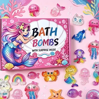 📌ยกบล็อก12ชิ้น📌Bath Bomb Gift Surprise ลูกบอลเกลืออาบน้ำละลายน้ำกลิ่นหอมมีตัวการ์ตูนธีมมหาสมุทร ของเด็ก ของเล่นเด็ก