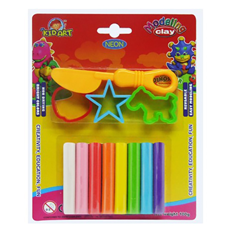 ดินน้ำมัน 8สี 100กรัม ชุดพร้อมแม่พิมพ์+มีดปั้น สำหรับเด็กโรงเรียน ปลอดภัย ไม่แห้งไว