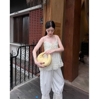 POKADOT TOP สายเดี่ยวลายจุด Pokadot ผ้าโรซี่ซับในทั้งตัว