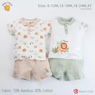 Elegant Kids ชุดลูกชาย 6 เดือน-3 ขวบ ชุดเสื้อโปโล+กางเกงขาสั้น Safari Bamboo Collection | Baby trend