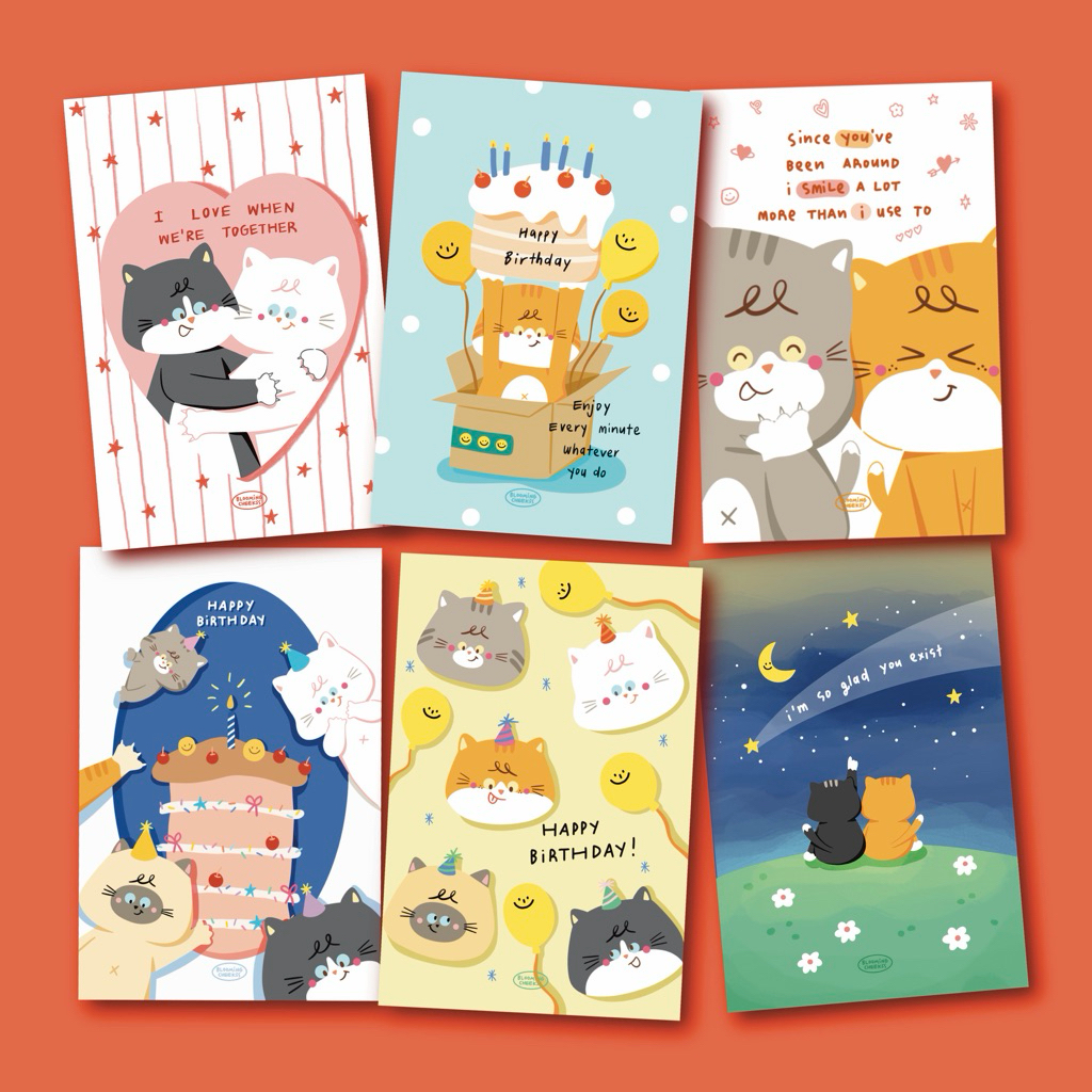 BMCK - Cat person card การ์ดลายแมว การ์ดอวยพรสำหรับโอกาสต่างๆ