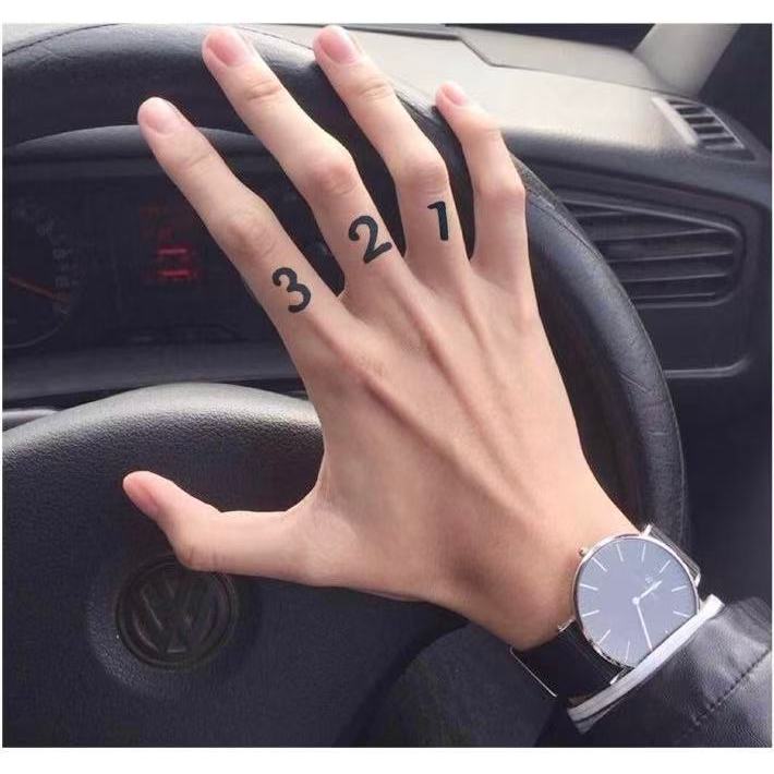 ส่งCODในไทยสติ๊กเกอร์แทททู ลายตัวเลขมินิมอลเหมือนสักจริง รูปที่ 2