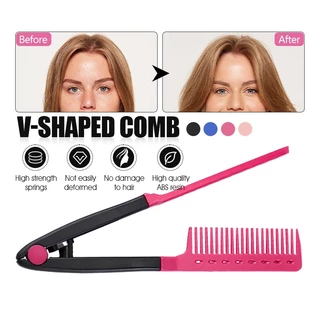 หวีหนีบผมตรง รูปตัว V แบบพกพา DIY แปรงหวีผมตรง hair straightening comb