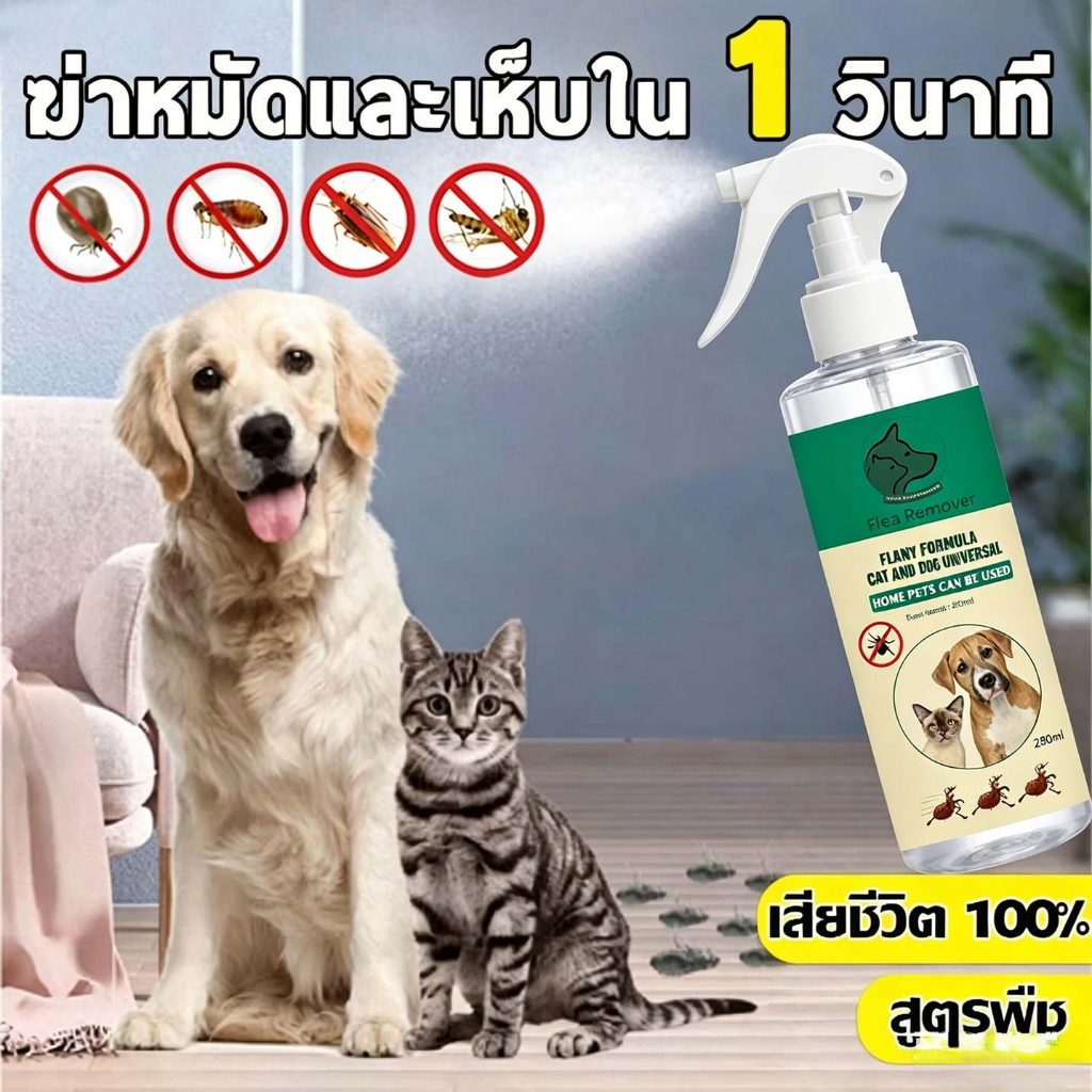 ⚡การฆ่าหมัดใน 1วิ⚡ยาฆ่าเห็บหมัด สเปรย์กำจัดเห็บ กำจัดเหาไรเห็บ หมัด ไม่ทำร้ายสัตว์เลี้ย 260ml เสียชีวิต 100%