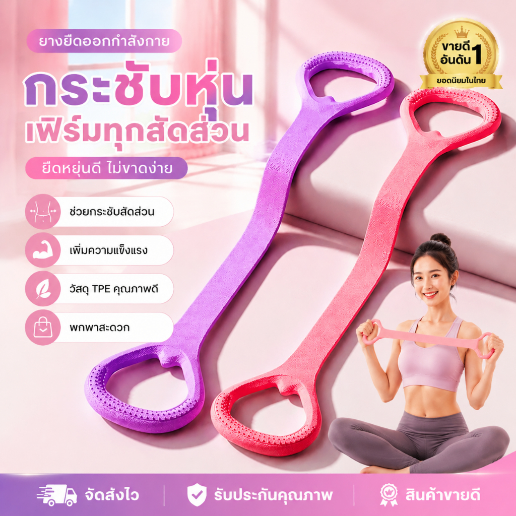 SNDยางยืดออกกำลังกาย ยางยืดโยคะ ที่จับกันลื่น ยืดหยุ่นสูง ไม่ขาดง่าย วัสดุ TPE โยคะ ปิลาเตส ฝึกในบ้าน COD