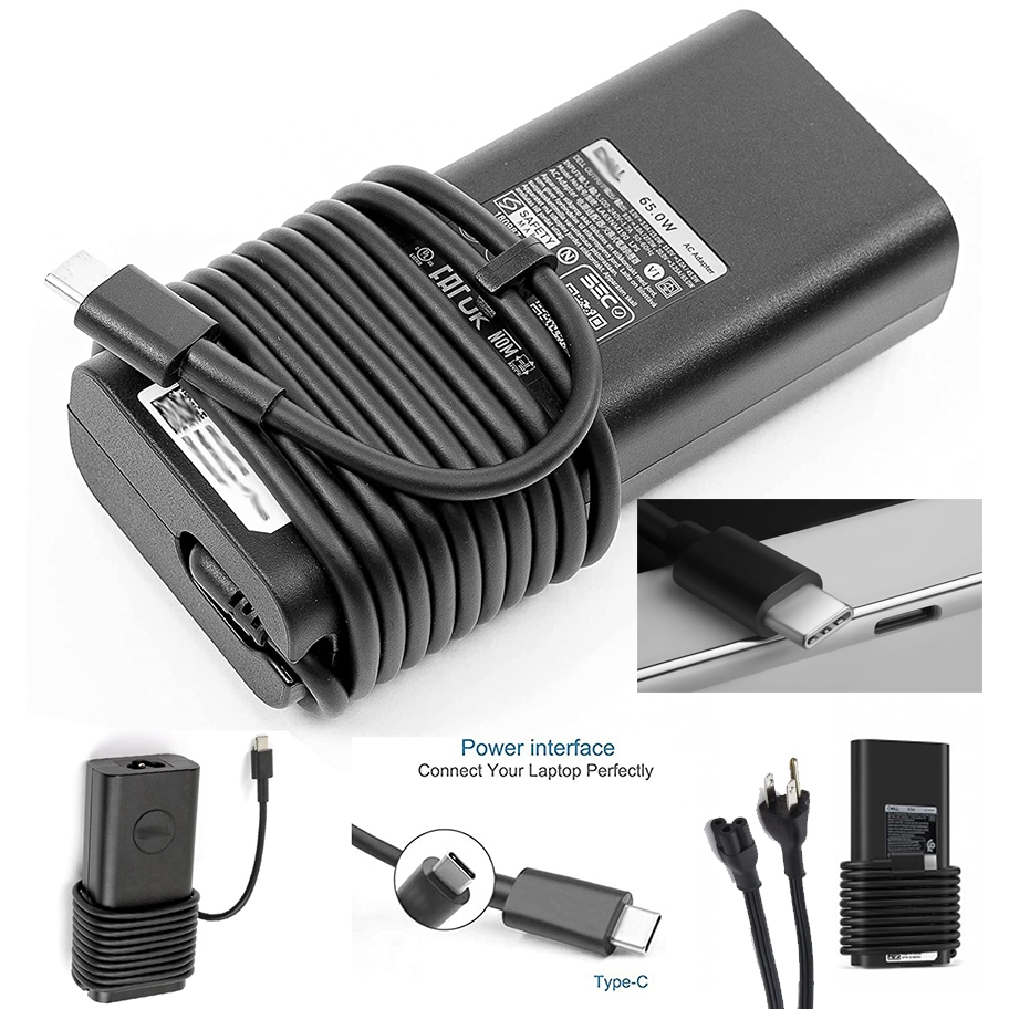 Dell 65w Type-C LA65NM190 LPS 5V 9V 15V 20V 3A 3.25A USB C Type 65watt LATITUDE Inspiron XPS Adapter