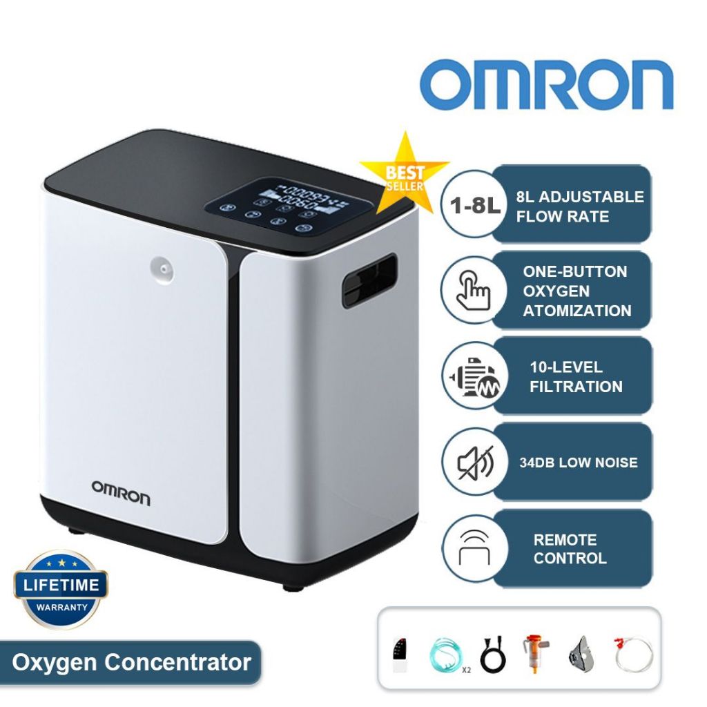 🔥จัดส่ง24h🔥Omron Oxygen Concentrator 1-8L/min เครื่องผลิตออกซิเจนแบบพกพาแบบปรับได้สำหรับใช้ในบ้านและ