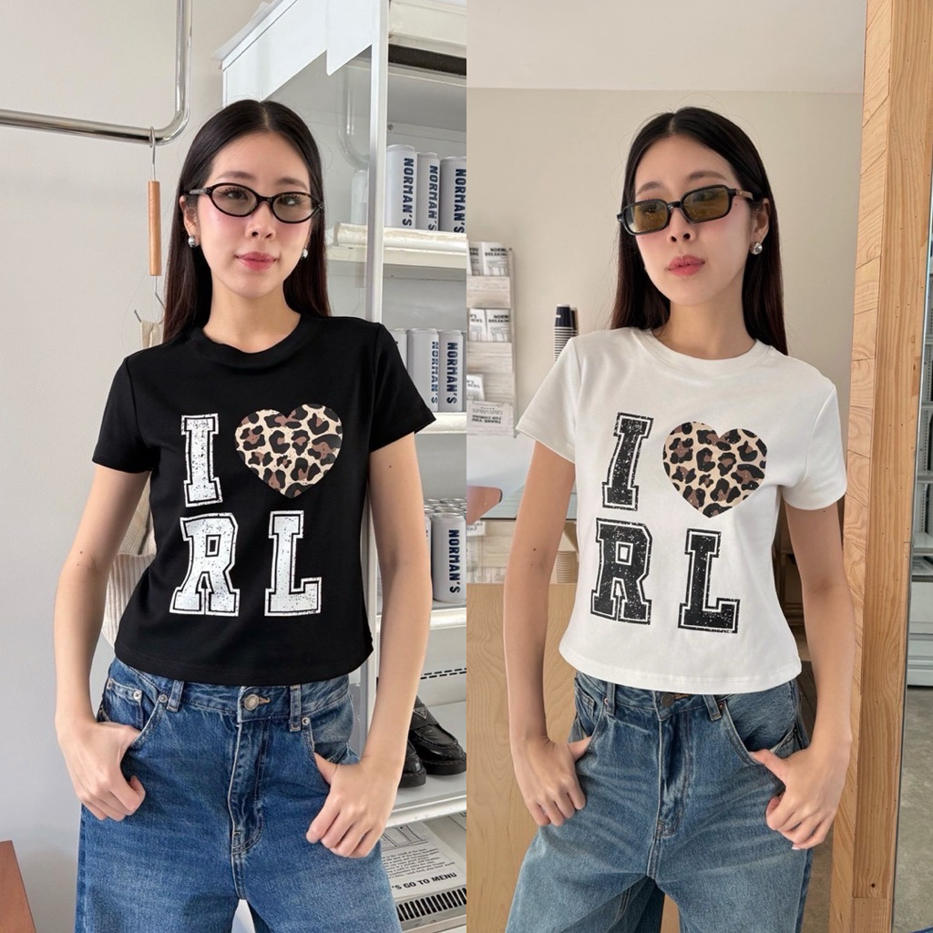 rola baby tee 🖤🩷  เสื้อยืดคอกลมแขนสั้นทรงเบบี้ที ลายใหม่น่ารักมาก