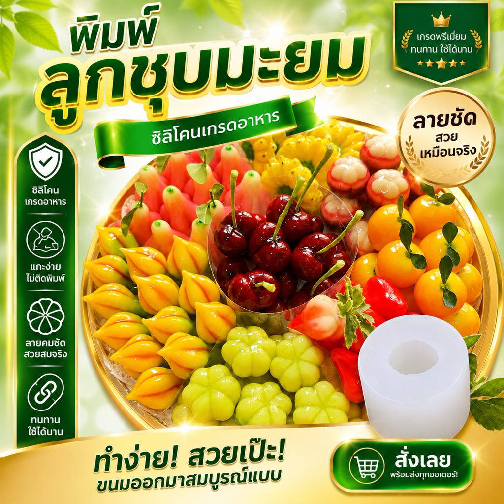 พิมพ์ลูกชุบมะยม ขนาด 7 กรัม 🌿ไร้กลิ่น ไร้สารตกค้าง ผลิตจากซิลิโคน Food grade แท้ 100% ใช้ง่ายลงสีง่ายประหยัดเวลา🌿