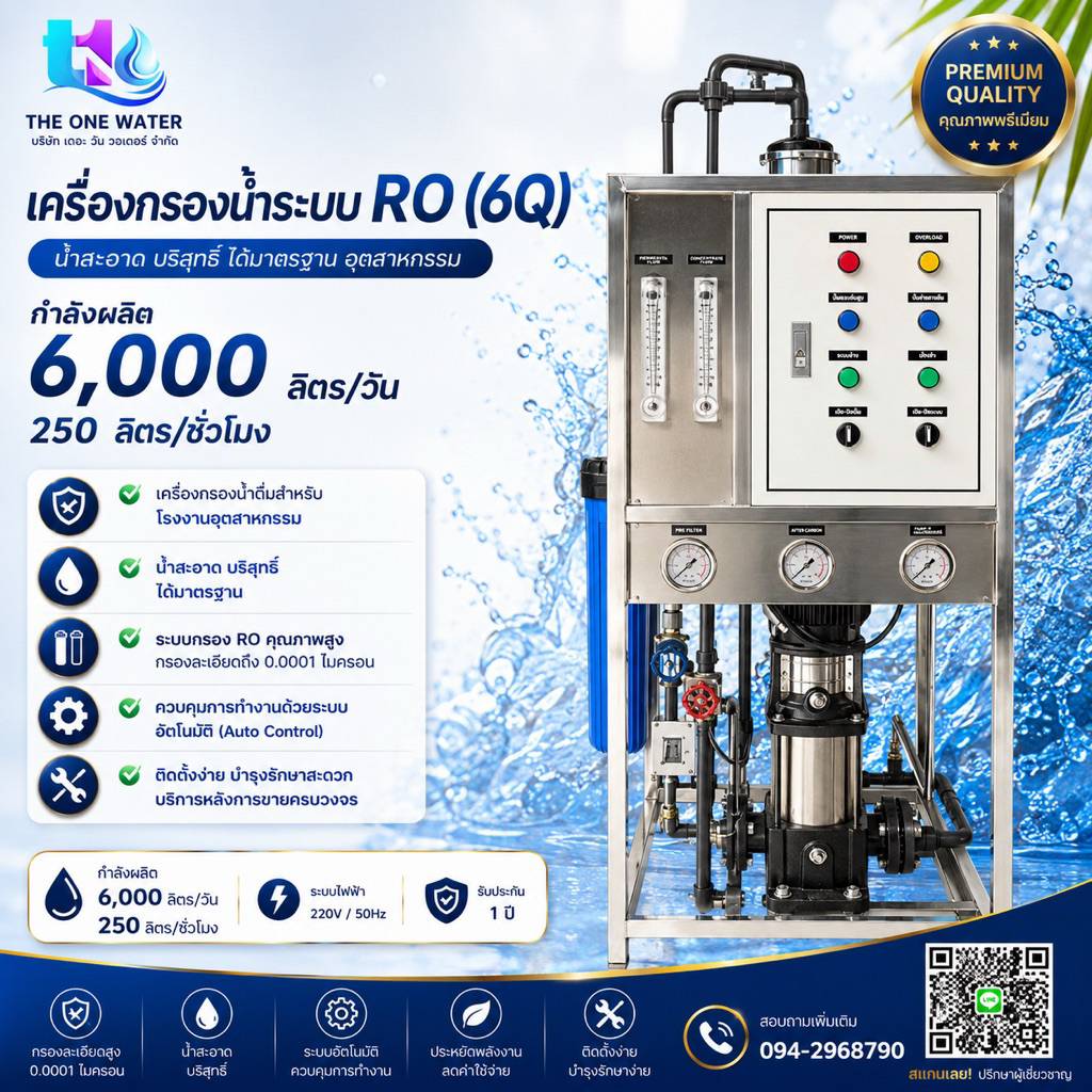 เครื่ิงกรองน้ำระบบRO6000ลิตร/วัน (RO6Q)
