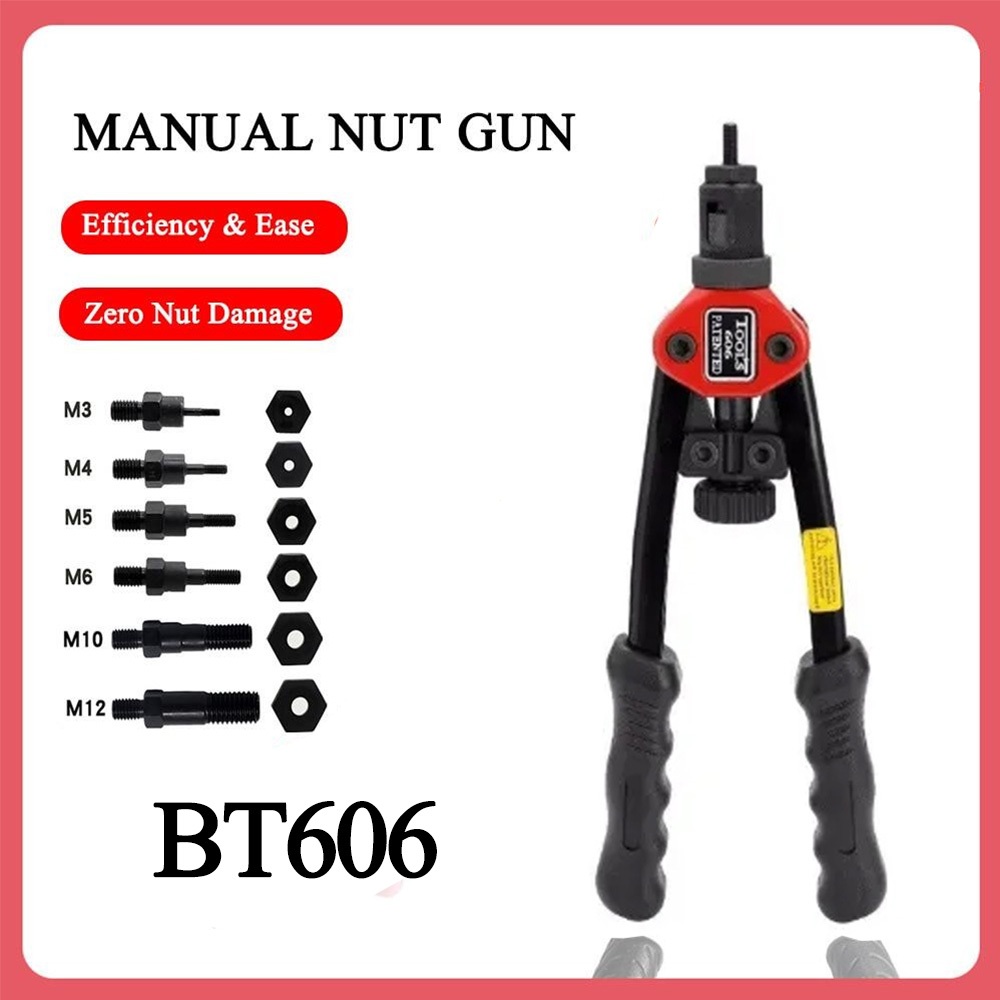 รีเวทนัท M12 rivet nut tool BT606 ตัวย้ำรีเวทนัท ตัวยิงรีเวทนัท คีมย้ำขนาดหัวยั้มM3 M4 M5 M6 M8 M10 M12 70ตัว
