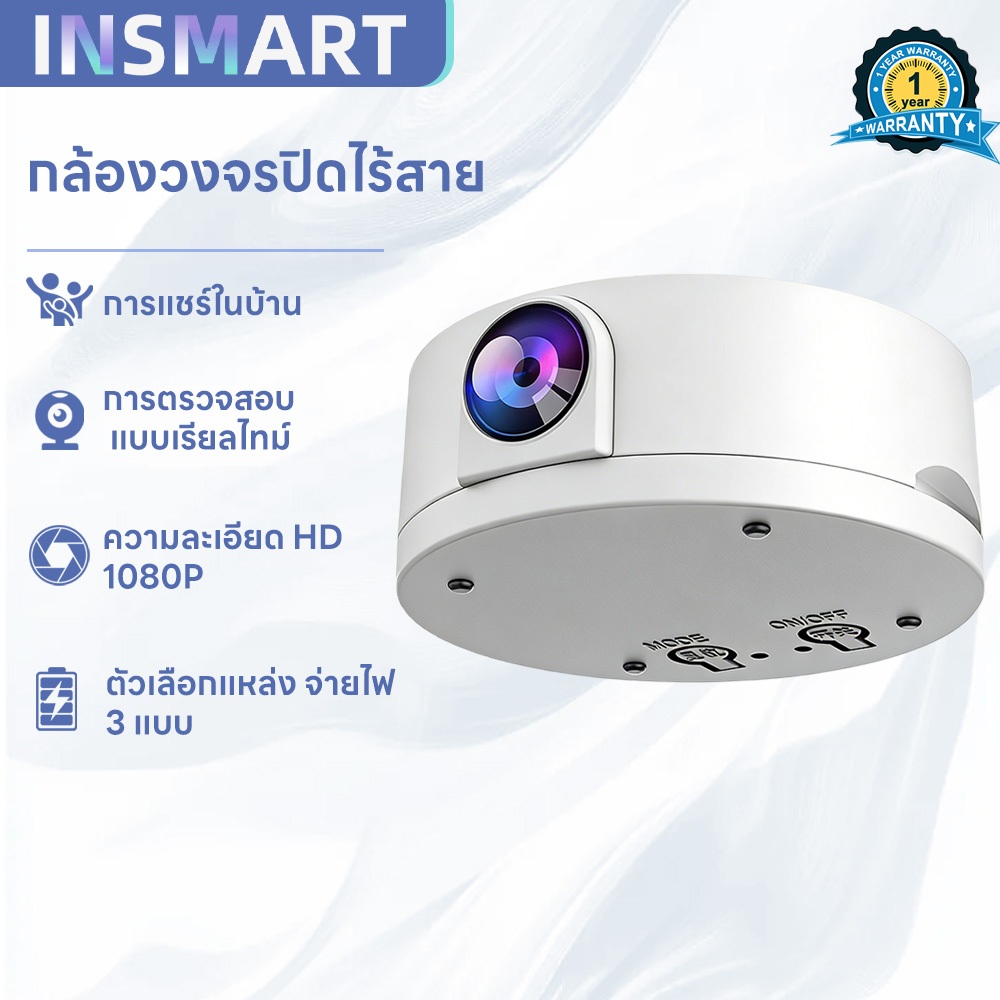 INSMART Smart Camera กล้องวงจรปิดไร้สาย กล้องไวไฟ มินิ I คุณภาพภาพระดับ 4K HD I การเฝ้าดู
