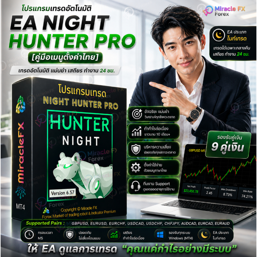 โปรแกรมเทรดอัตโนมัติ EA Night Hunter Pro v6.57 MT4 Build 1471