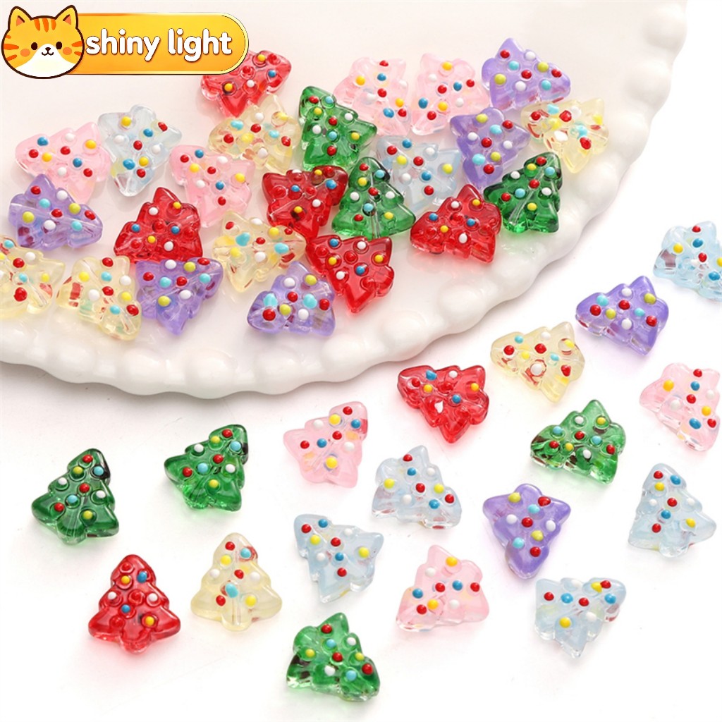 ลูกปัดแก้วแฮนด์เมดลายต้นคริสต์มาส 15x16 มม. 1 ชิ้น สำหรับ DIY สร้อยคอ สร้อยข้อมือ ต่างหู งานคริสต์มาส