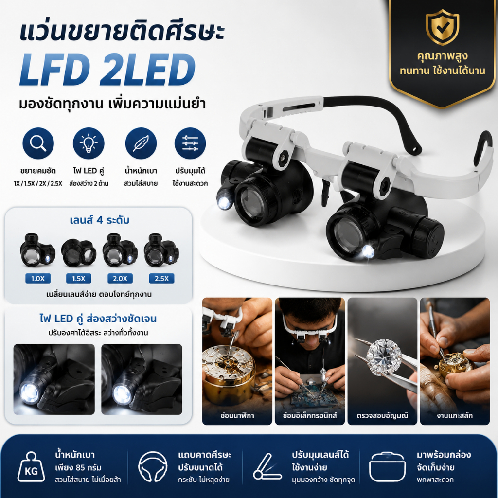 Art 2022 8X/23X Double Eye LEDโคมไฟแว่นขยายแว่นตาแว่นขยายLoupe N